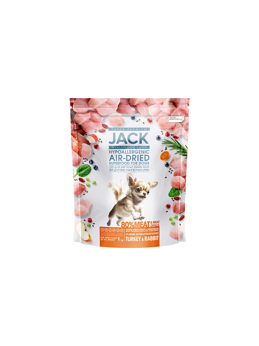 JACK Air-dried száraztáp, hipoallergén, nyúl-pulyka 1 kg