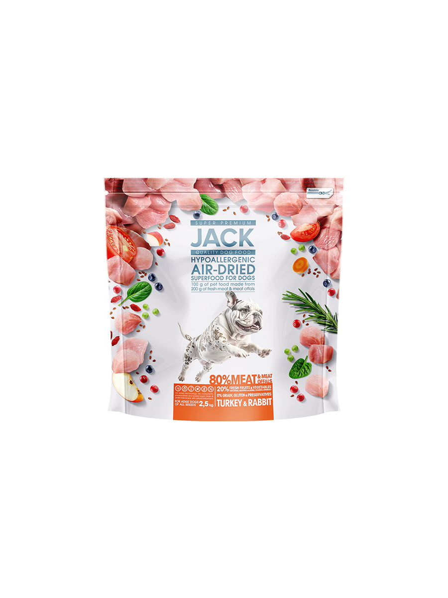 JACK Air-dried száraztáp, hipoallergén, nyúl-pulyka 2,5 kg